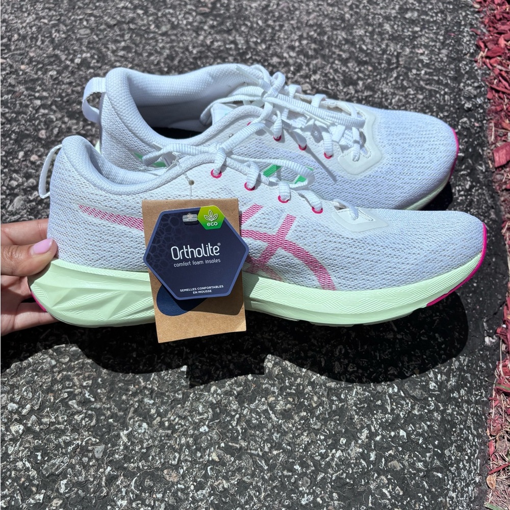Asics Women’s Athletic Shoes - White with Pink & Mint